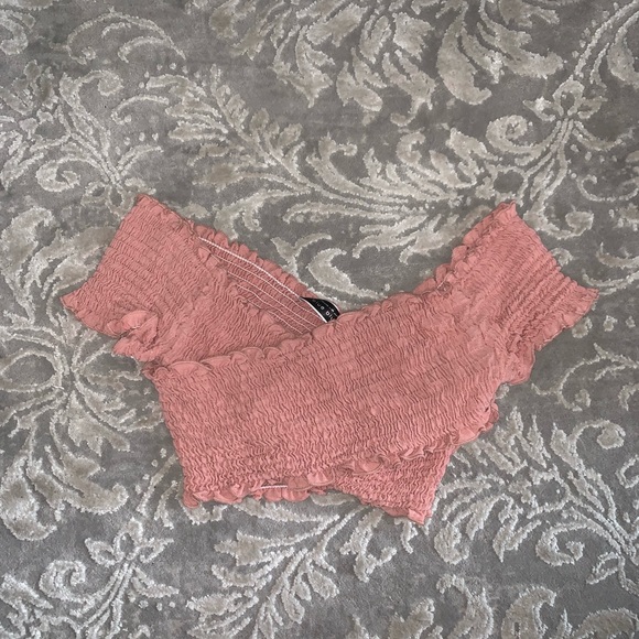 Blue Blush Tops - WORN ONCE - off the shoulder crop top